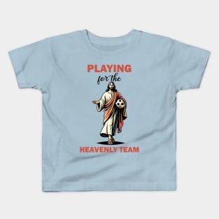 Jesus playing soccer Kids T-Shirt